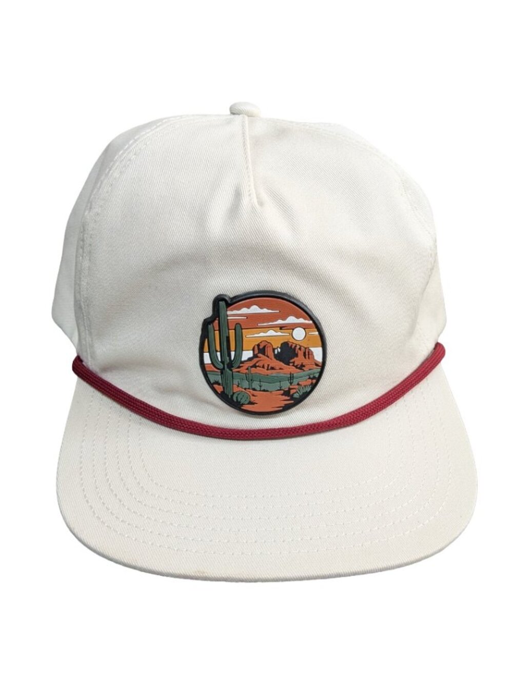 LOCALE Cream Desert Cactus Rubber Patch Rope Snapback Baseball Hat